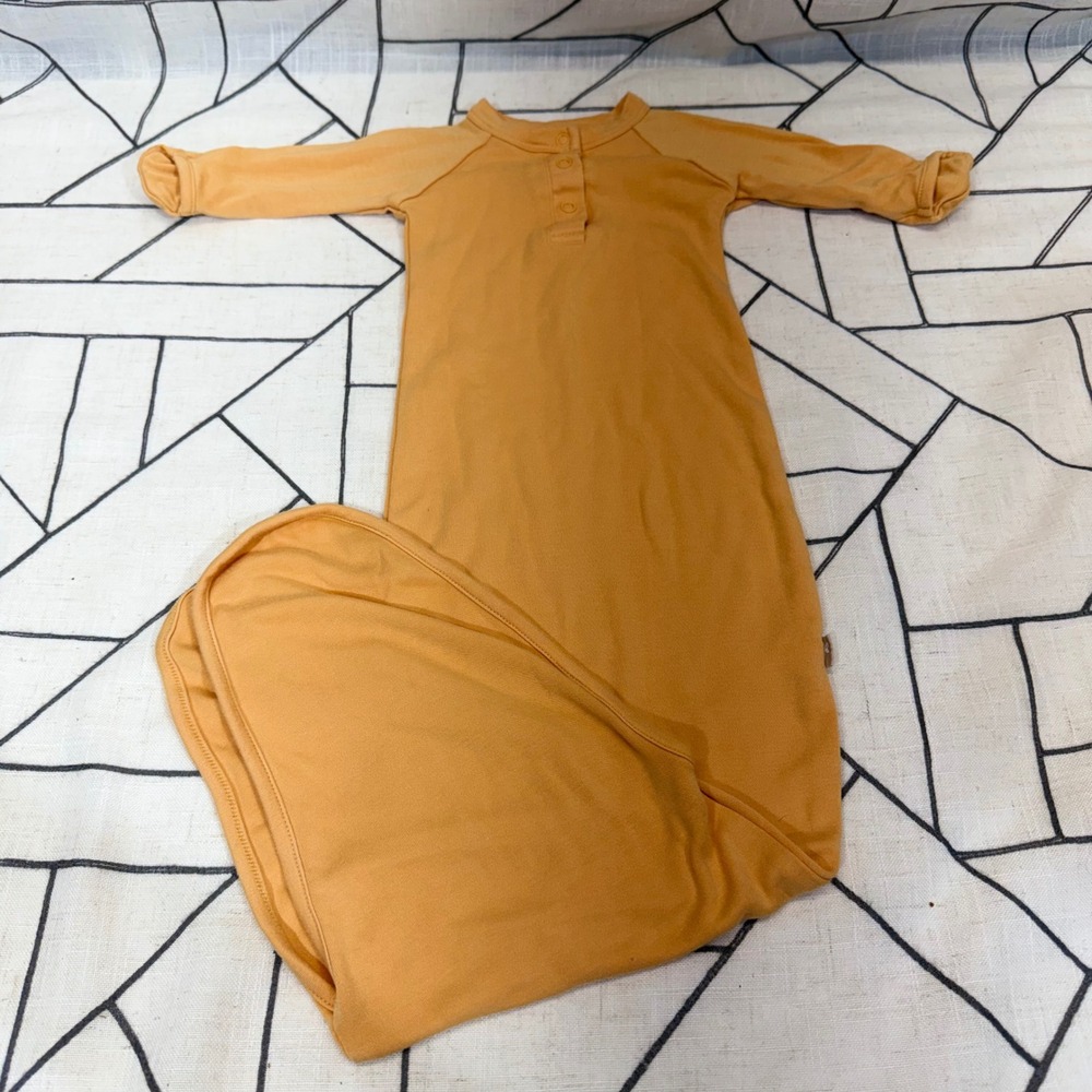 Goumi Babylist Knotted Gown 0-3M Mustard Yellow Organic‎ Bamboo Snaps Sleeper